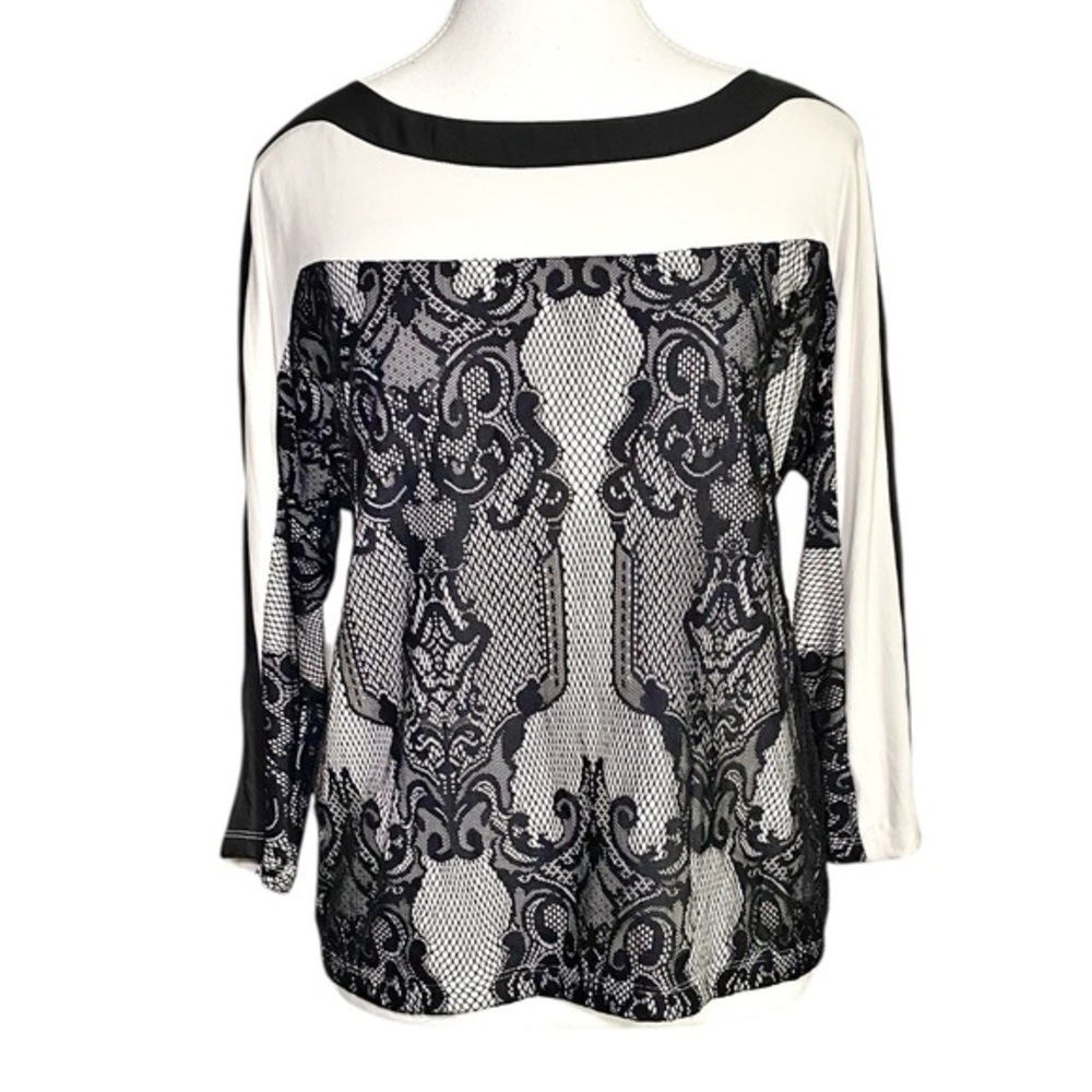 Chico's Black and White Patterned Blouse